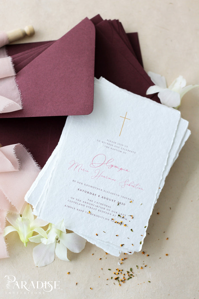 Afroditi Handmade Paper Christian Invitation, Envelopes Merlot