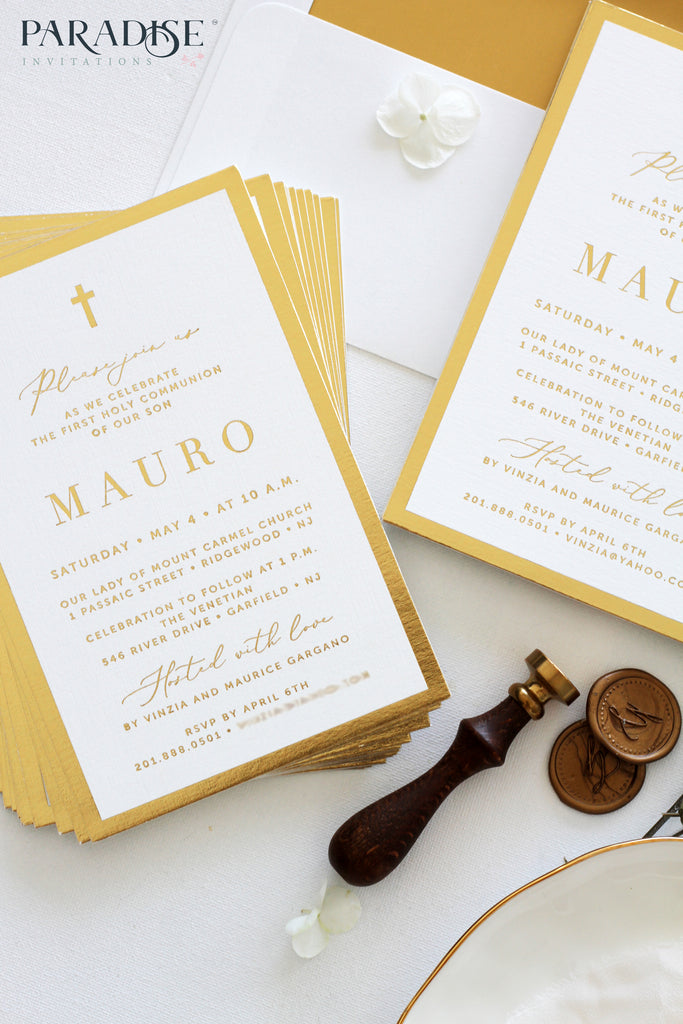 Elegant Golden Foil Christian Invitation