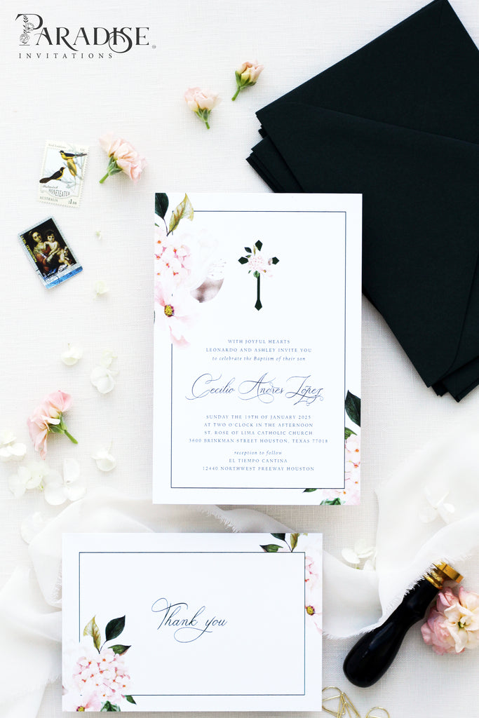 Liealia White Floral Christian Invitation