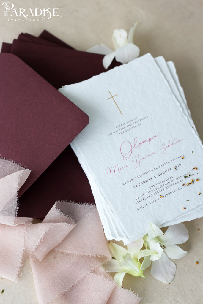 Afroditi Handmade Paper Christian Invitation, Envelopes Merlot