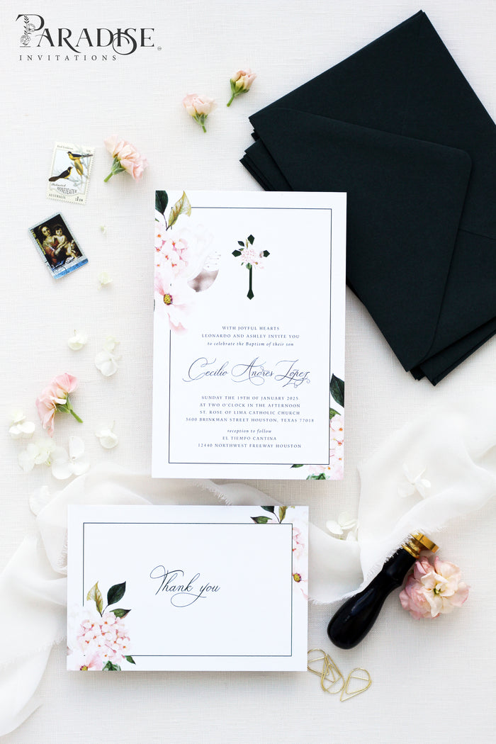 Liealia White Floral Christian Invitation