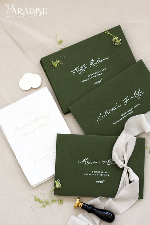 Forest Green Envelopes White Ink Printing