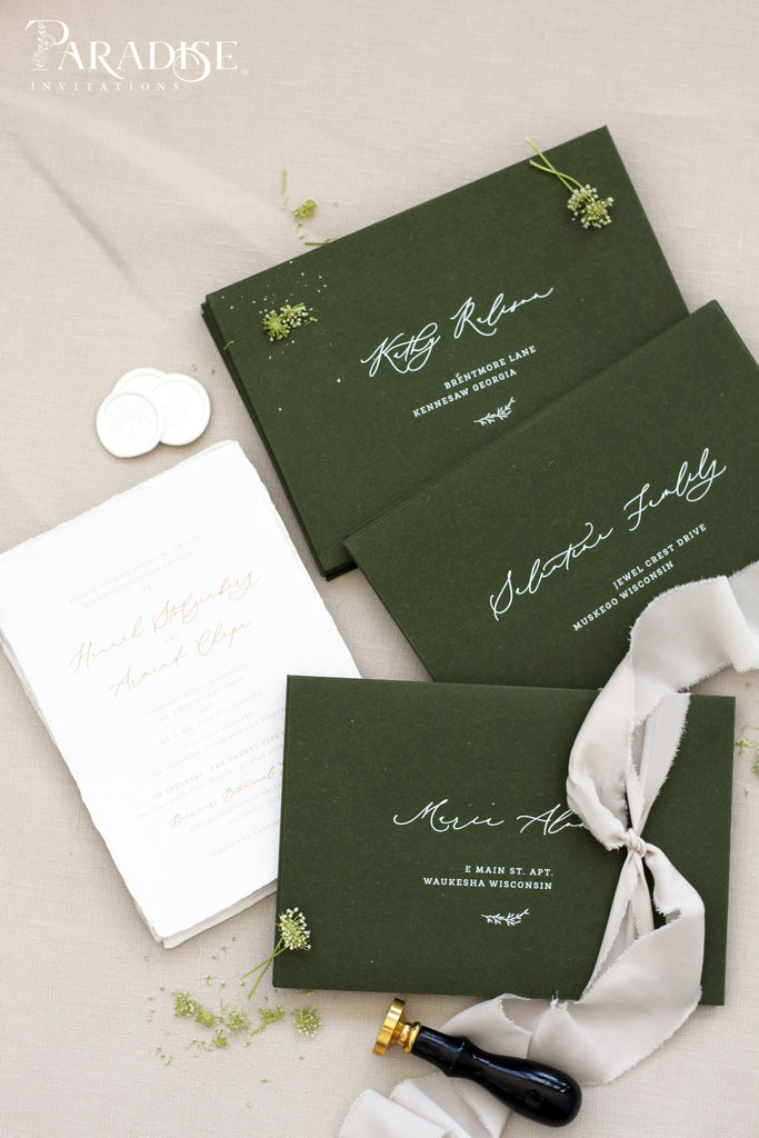 Forest Green Envelopes White Ink Printing