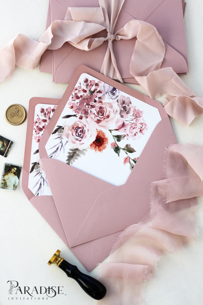 Wild Rose Envelopes and Watercolor Floral Envelope Liners