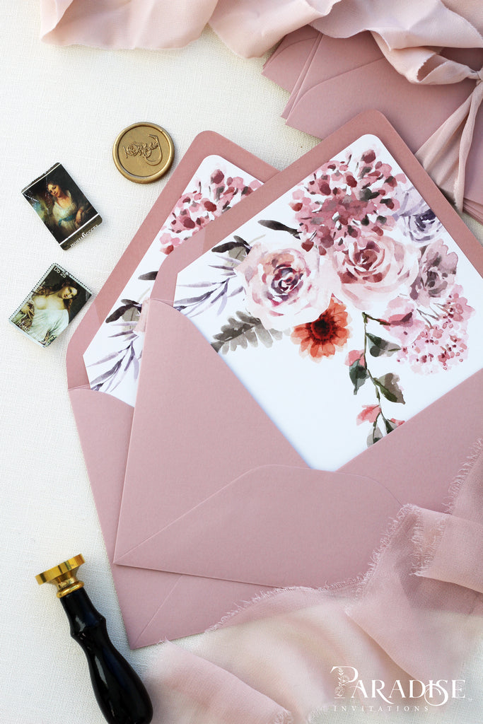 Wild Rose Envelopes and Watercolor Floral Envelope Liners