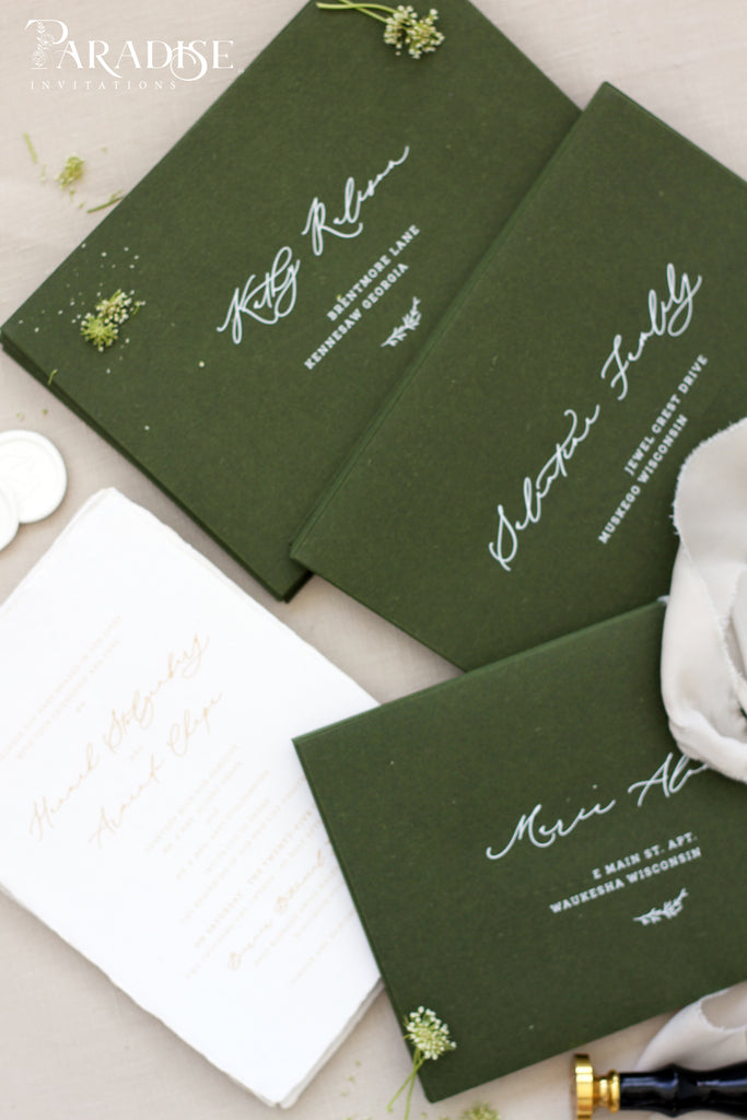 Forest Green Envelopes White Ink Printing