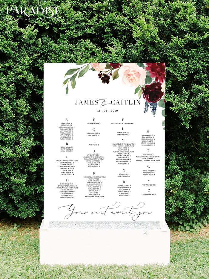 Marissa Elegant Calligraphy Table Seating Chart