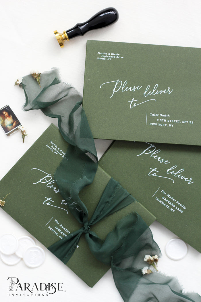 Forest Green Envelopes White Ink Printing