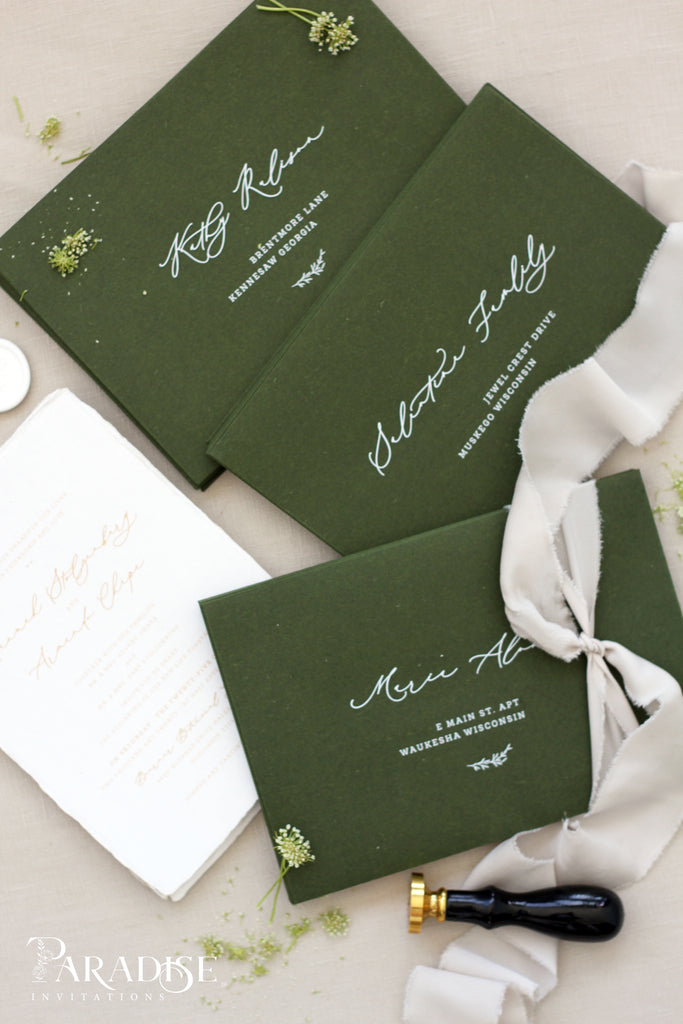 Forest Green Envelopes White Ink Printing