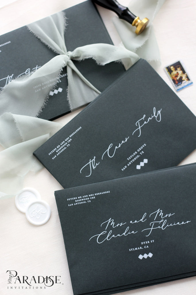 Hunter Green Envelopes White Ink Printing