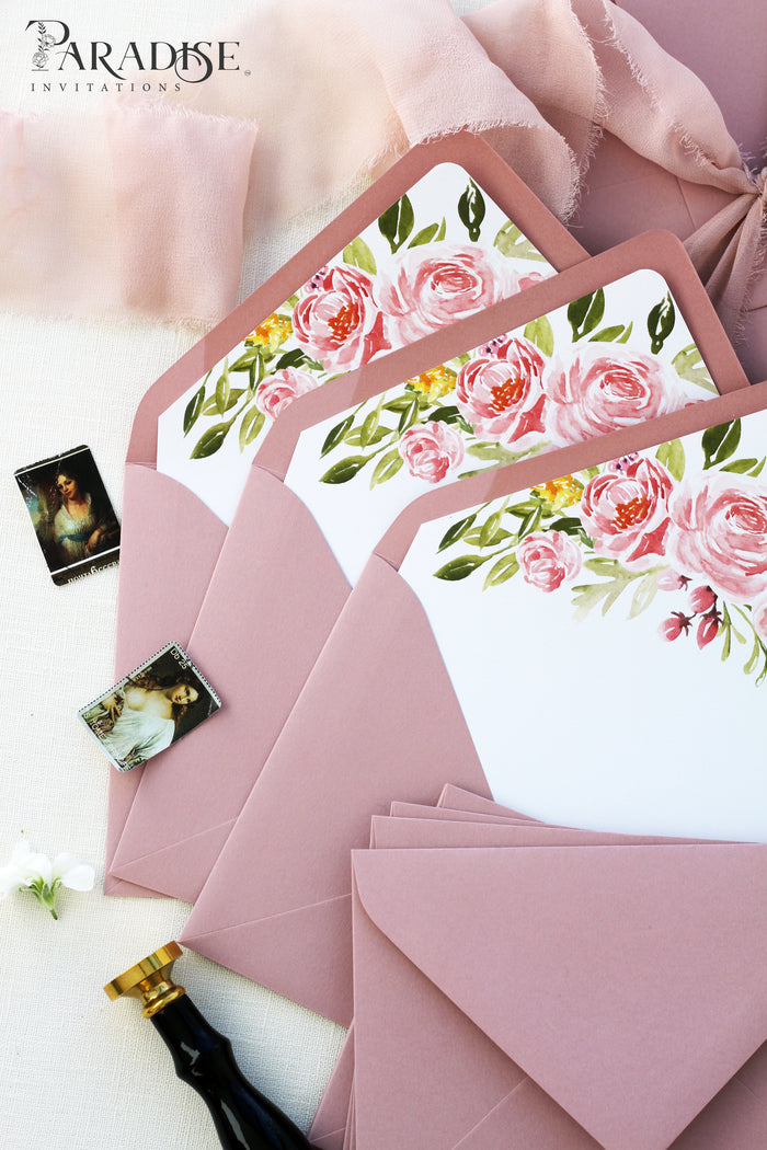 Wild Rose Envelopes and Blush Floral Envelope Liners