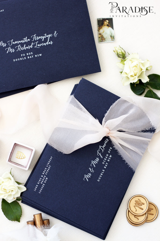 Navy Blue Envelopes White Ink Printing