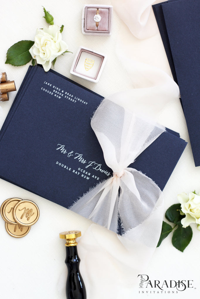 Navy Blue Envelopes White Ink Printing