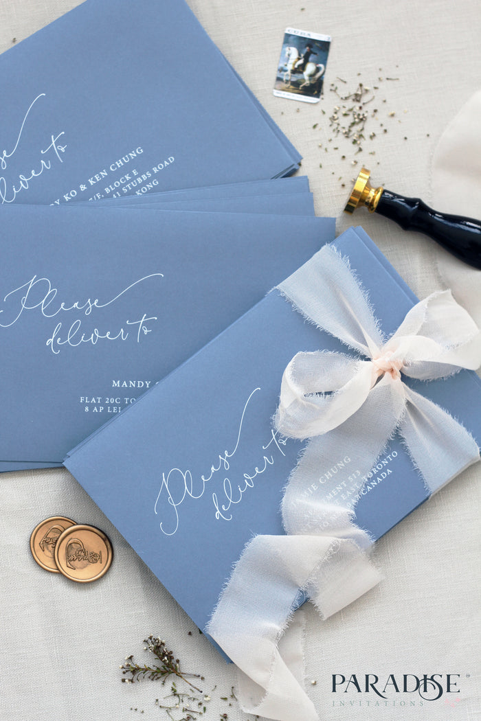 Sky Blue Envelopes White Ink Printing