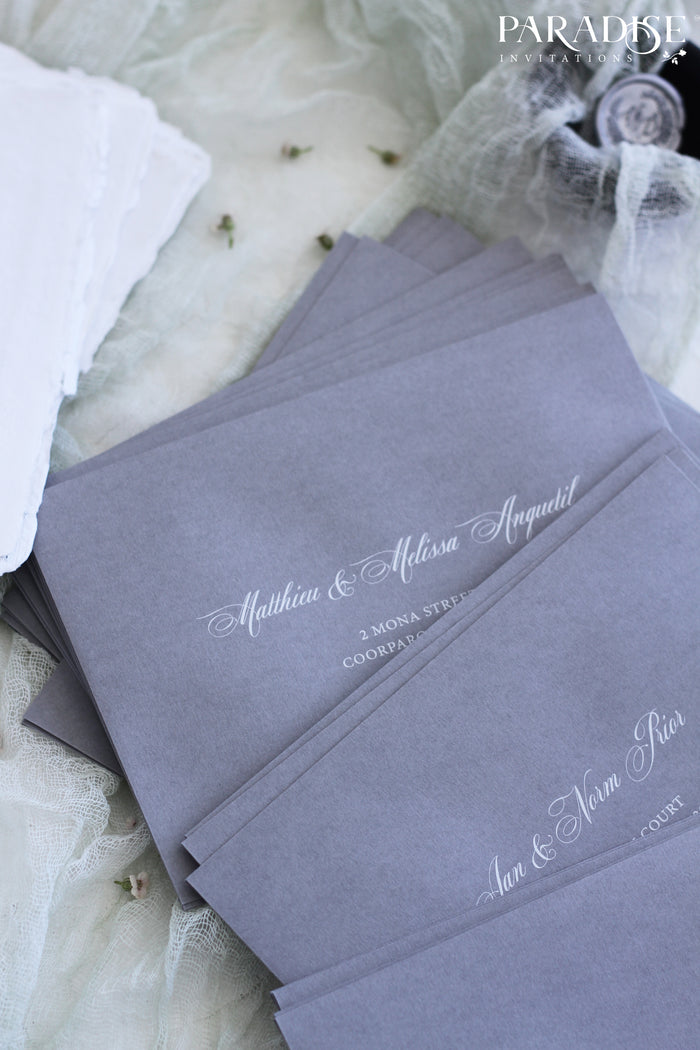 Alchemy Grey White Ink Envelopes