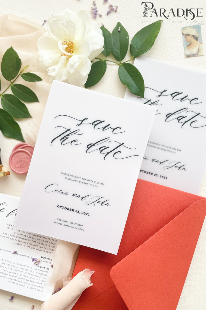 Lily Vellum Save the Date Cards