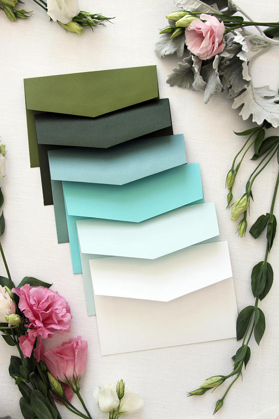 Forest Green, Ivory Envelopes