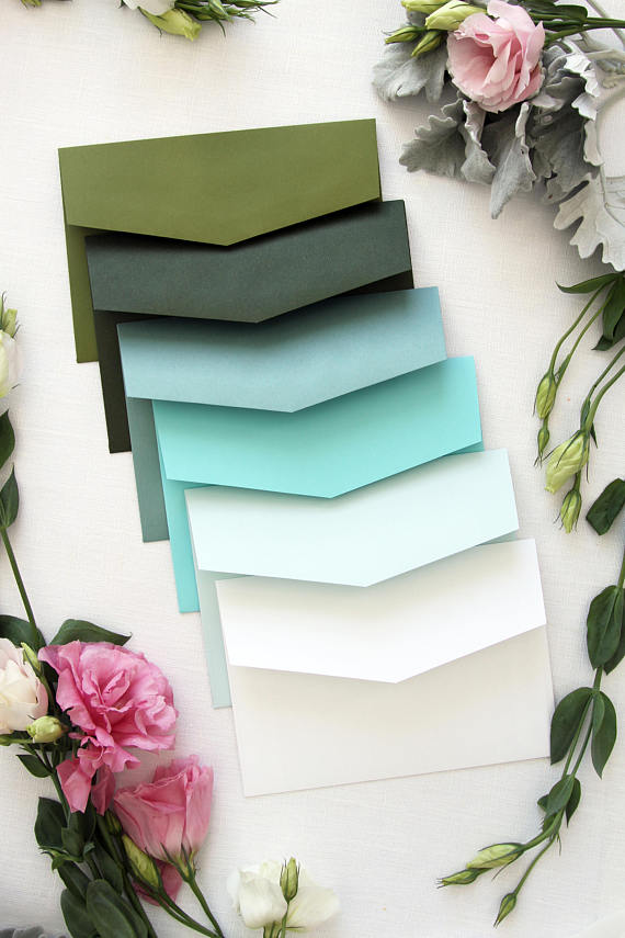 Forest Green, Ivory Envelopes