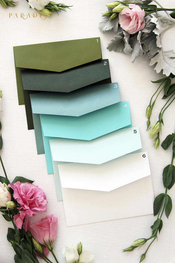 Forest Green, Ivory Envelopes