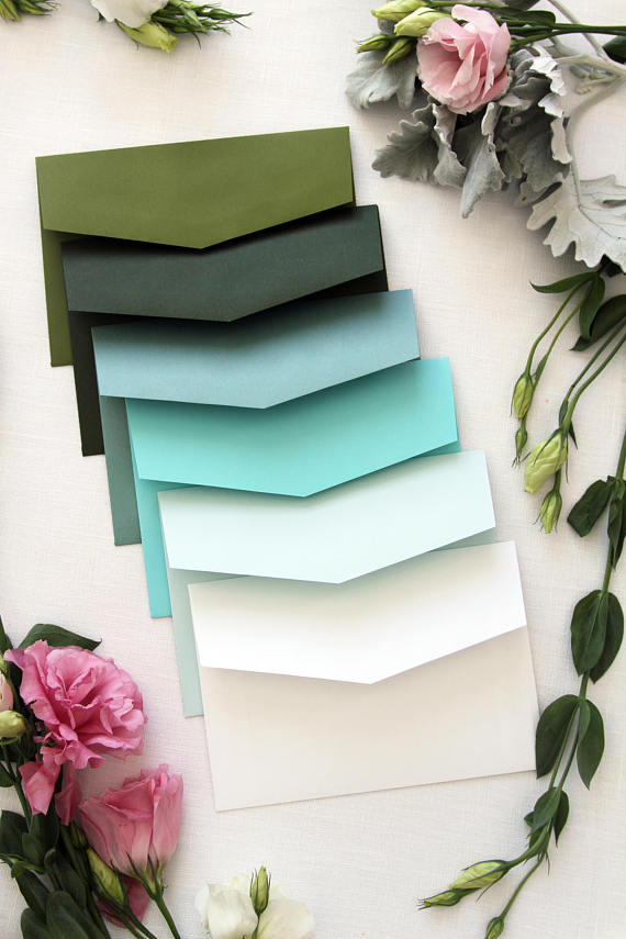 Forest Green, Ivory Envelopes