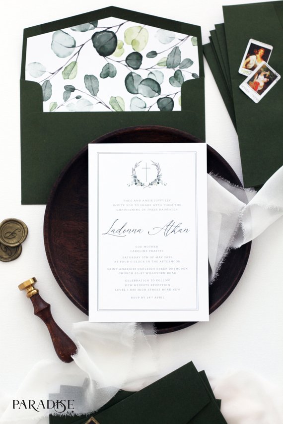 Watercolor Crest Christian Invitation