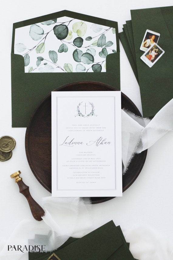 Watercolor Crest Christian Invitation