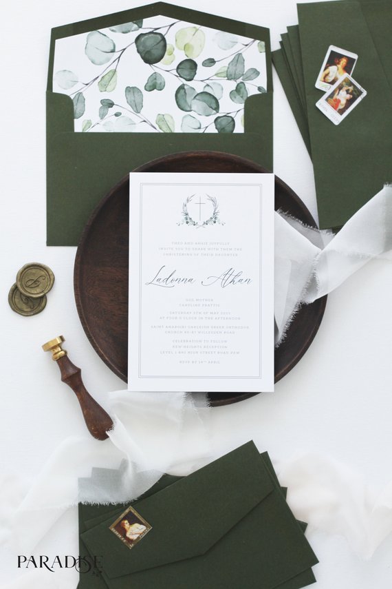 Watercolor Crest Christian Invitation