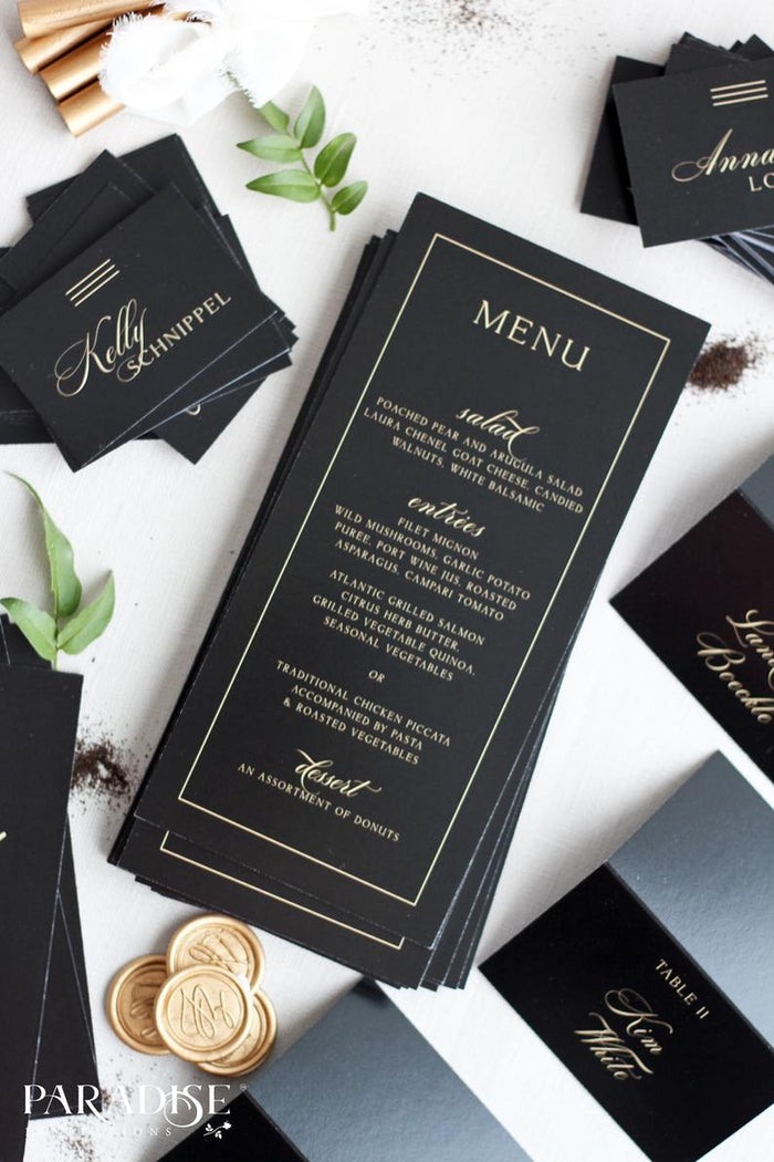 Ashley Elegant Black Wedding Menus