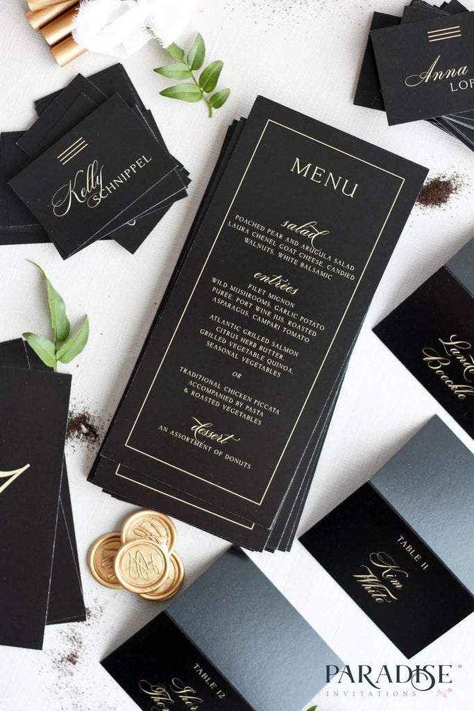 Ashley Elegant Black Wedding Menus