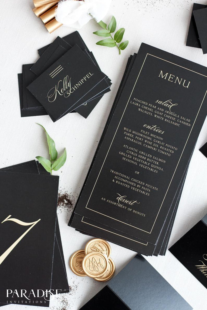 Ashley Elegant Black Wedding Menus