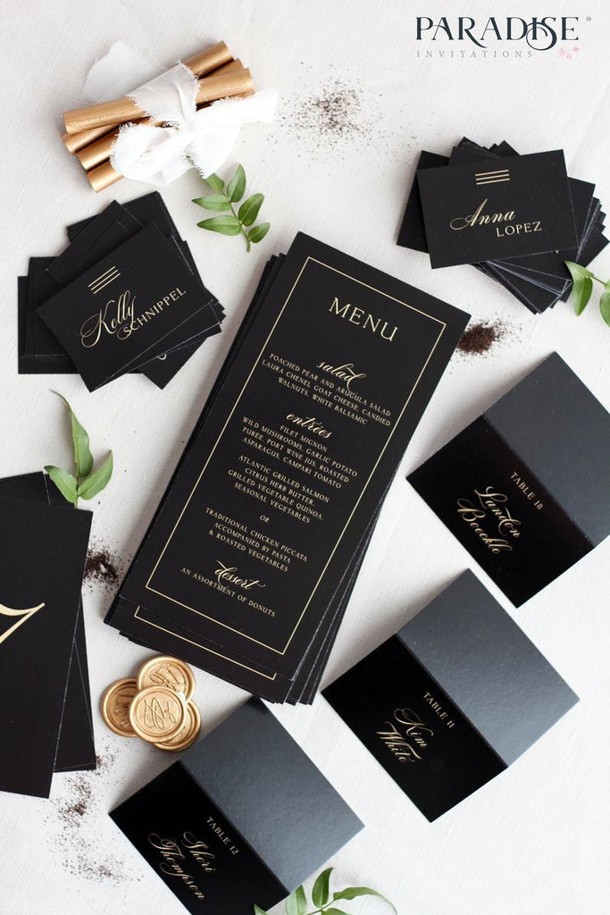 Ashley Elegant Black Wedding Menus