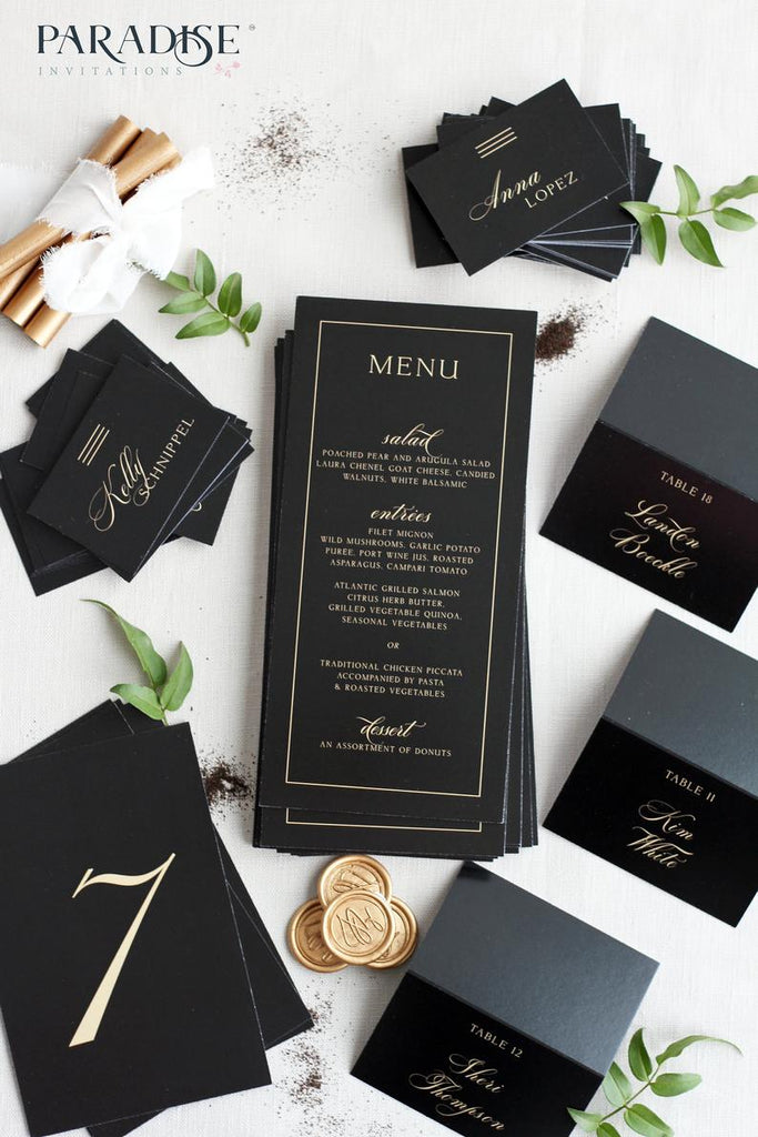 Ashley Elegant Black Wedding Menus